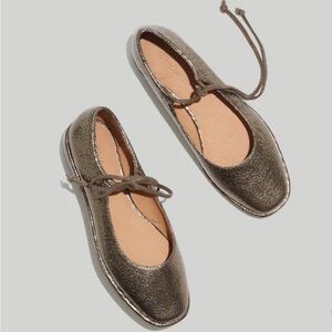 Madewell The Normani Lace-Up Mary Jane in Metallic Leather Size 8